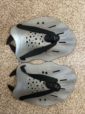 Swim Paddle Hand Floats - Silver with Black Straps